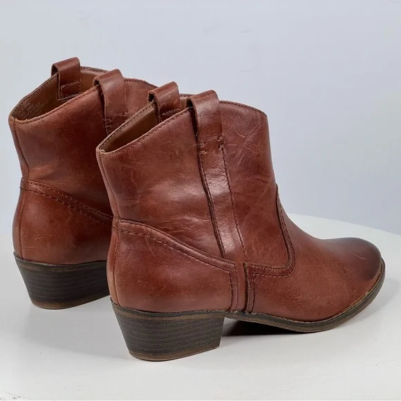 Kenneth Cole Booties Tale spin Ankle Boots Western Brown Leather Cowgirl Boho 6 - Picture 6 of 17